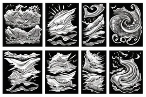Ocean mountains tattoo idea