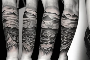 Ocean mountains tattoo idea