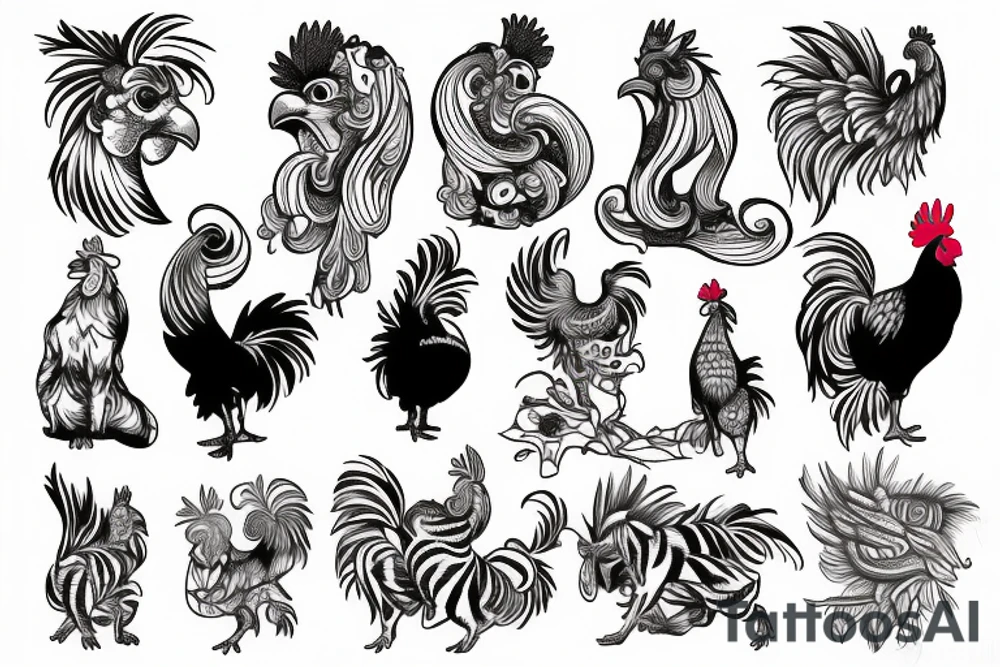 a rooster a dog  a tiger tattoo idea