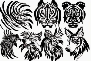 a rooster mix a dog  mix a tiger tattoo idea