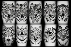 rooster eyes with dog eyes with tiger eyes tattoo idea