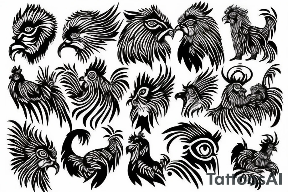 rooster eyes next to dog eyes next to tiger eyes tattoo idea