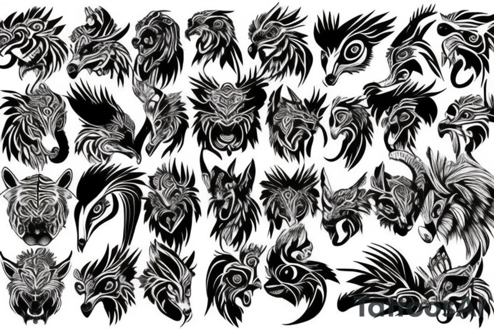 rooster eyes and dog eyes and tiger eyes tattoo idea