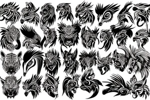 rooster eyes and dog eyes and tiger eyes tattoo idea
