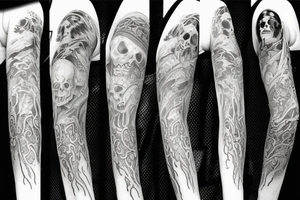 Female reaper full sleeve tattoo idea