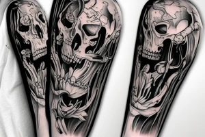 Female reaper full sleeve tattoo idea