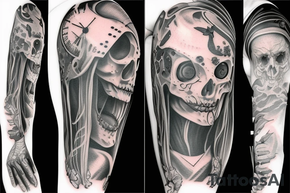 Female reaper full sleeve tattoo idea