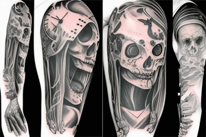 Female reaper full sleeve tattoo idea