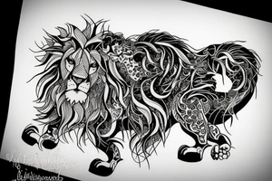 Fierce lion and Ivy tattoo idea