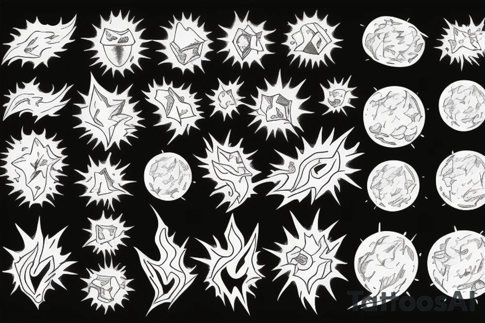 A rock and a ball of fire tattoo idea