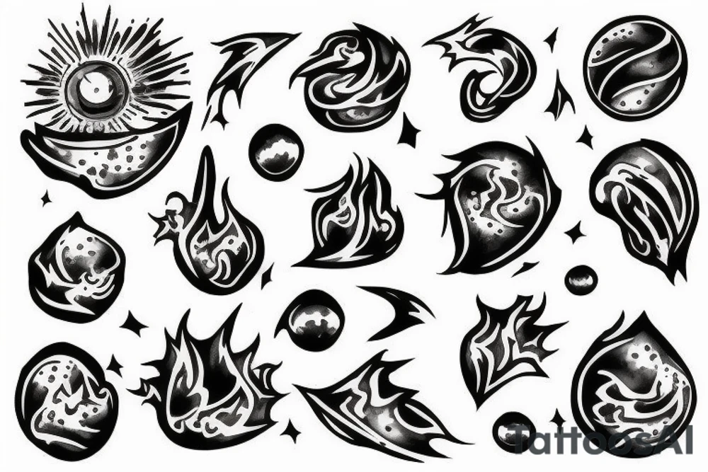 A rock and a ball of fire tattoo idea