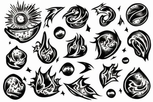 A rock and a ball of fire tattoo idea