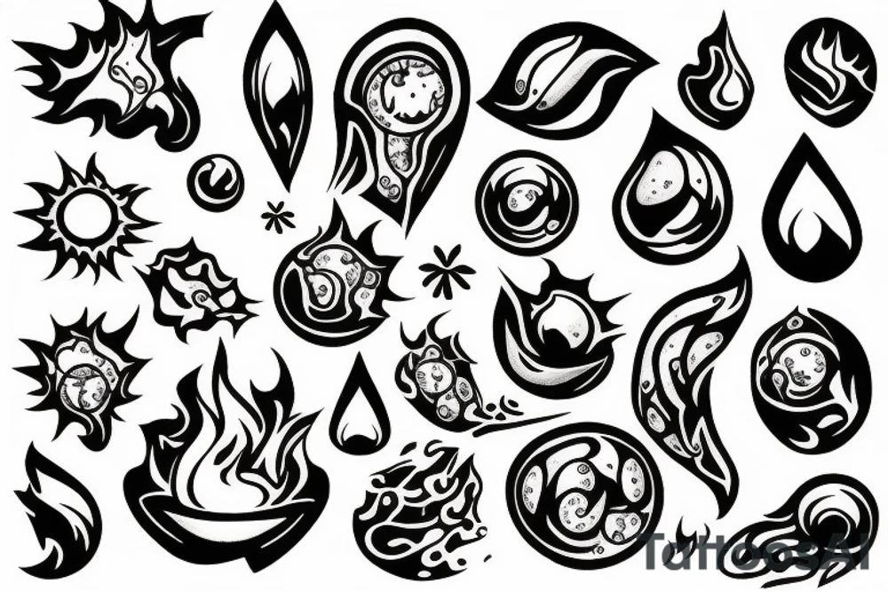 A rock and a ball of fire tattoo idea