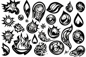 A rock and a ball of fire tattoo idea