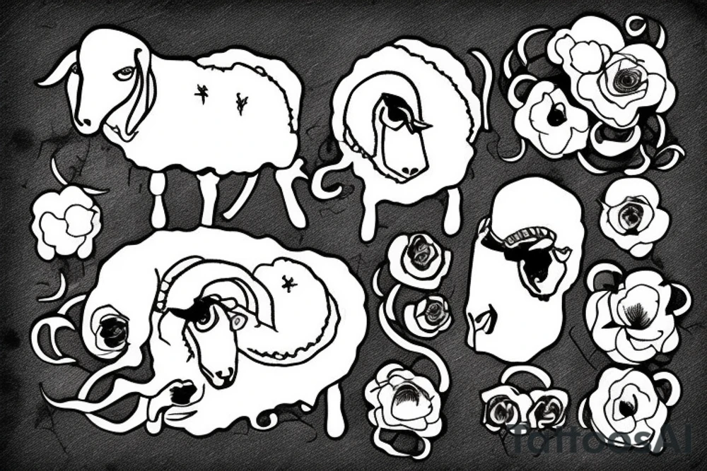 dead sheep on a hilltop tattoo idea