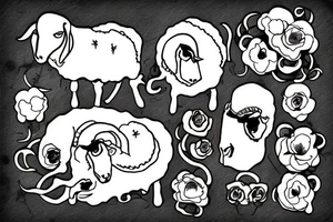dead sheep on a hilltop tattoo idea