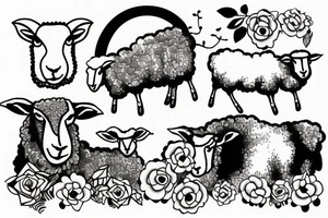 sheep on a hilltop scene tattoo idea