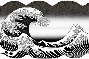 hokusai wave framed inside a rectangular tattoo idea