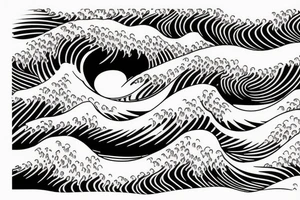 hokusai wave framed inside a rectangular tattoo idea