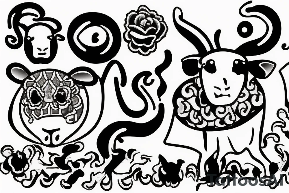 chemically disfigured sheep tattoo idea