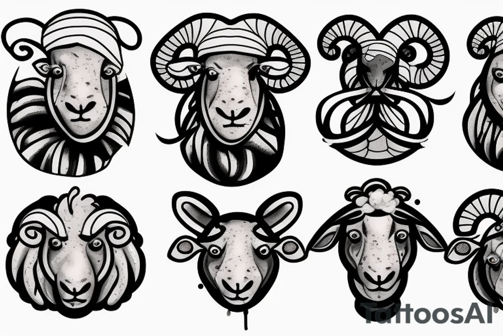 chemically disfigured sheep tattoo idea