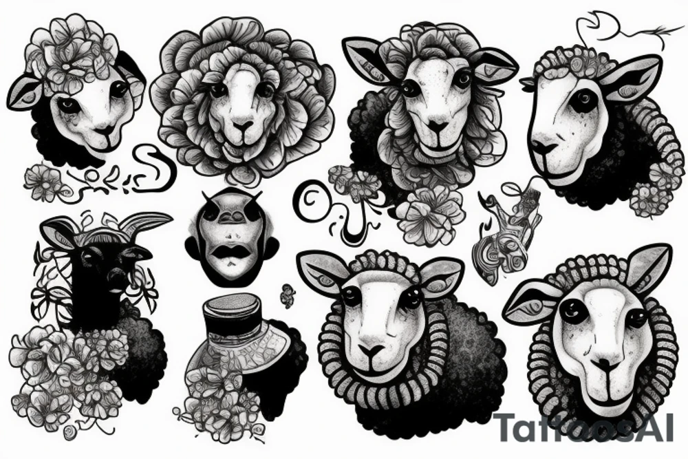 chemically disfigured sheep tattoo idea