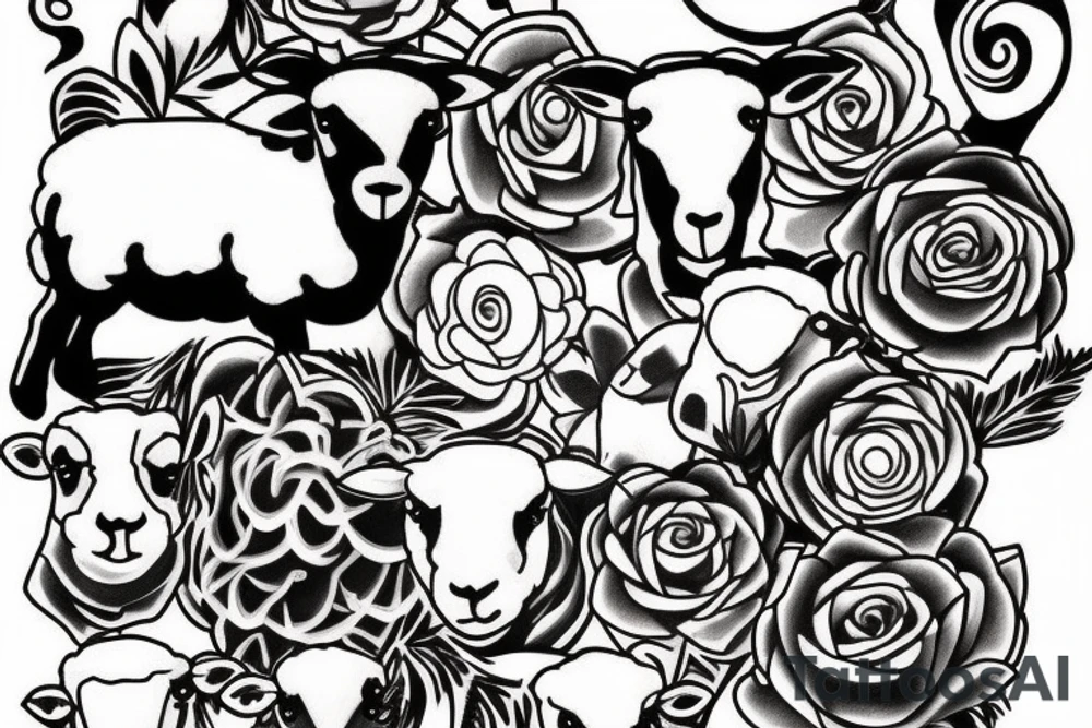full body sheep tattoo idea