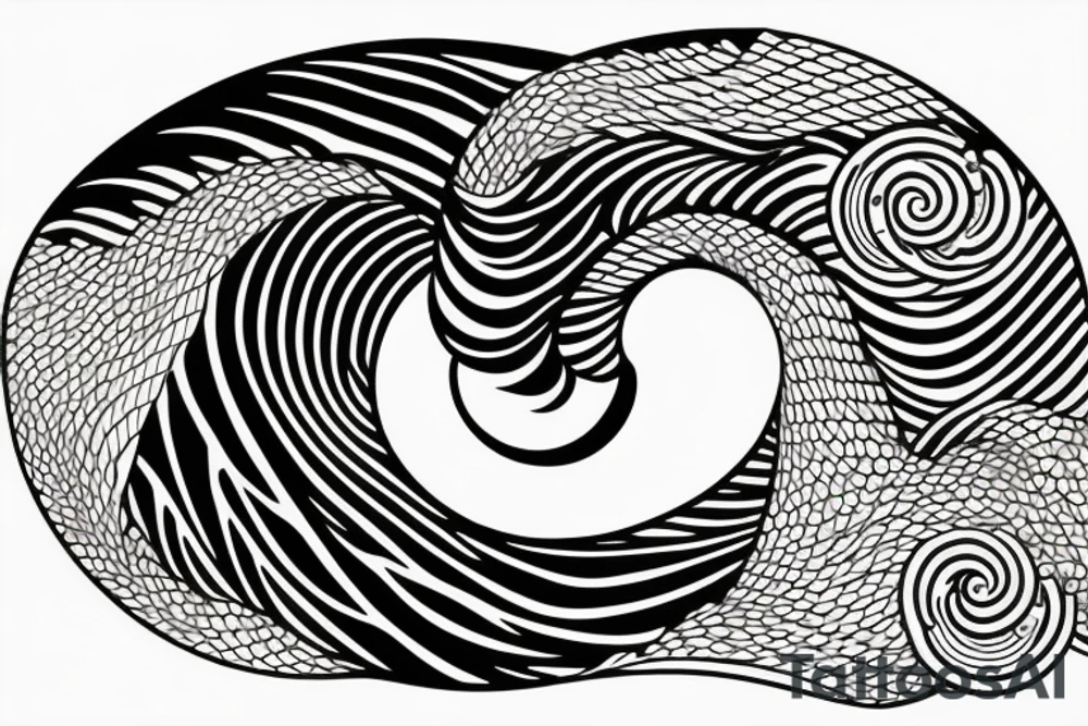 hokusai wave framed inside a rectangular tattoo idea