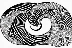 hokusai wave framed inside a rectangular tattoo idea