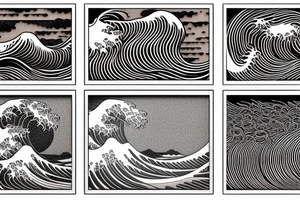 hokusai wave framed inside a rectangular tattoo idea