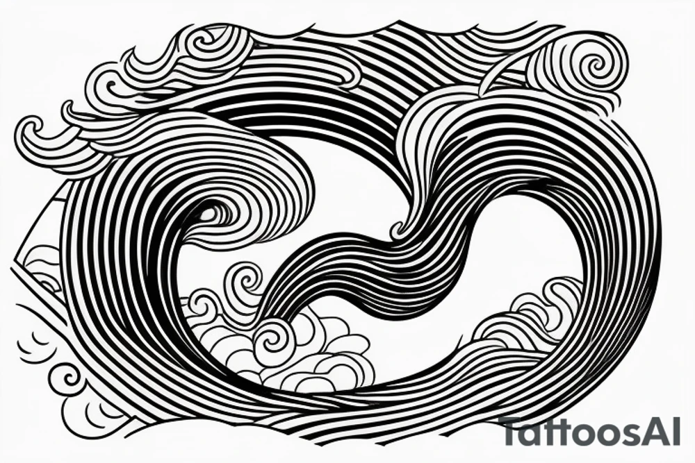 hokusai wave framed inside a rectangle tattoo idea