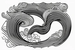 hokusai wave framed inside a rectangle tattoo idea