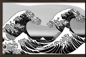 Hokusai wave framed inside a rectangle a whale comes out of the ocean tattoo idea