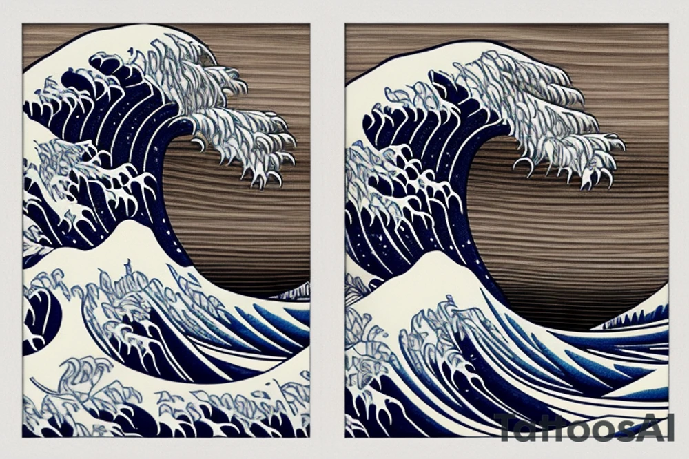 Hokusai wave framed inside a rectangle a whale comes out of the ocean tattoo idea