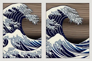 Hokusai wave framed inside a rectangle a whale comes out of the ocean tattoo idea