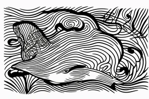 Wave framed inside a rectangle a whale comes out of the ocean tattoo idea