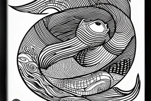 Wave framed inside a rectangle. A whale's tail comes out of the ocean tattoo idea
