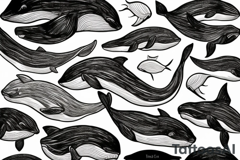 A whale's tail comes out of the ocean tattoo idea