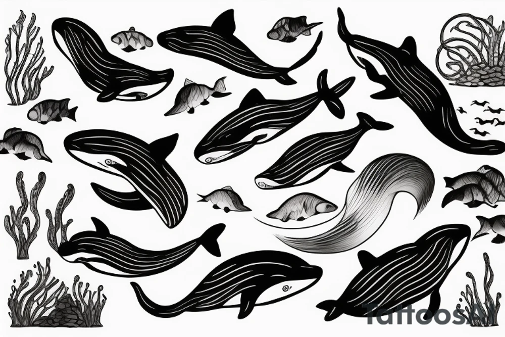A whale's tail comes out of the ocean tattoo idea