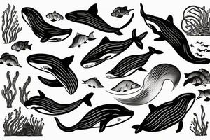 A whale's tail comes out of the ocean tattoo idea