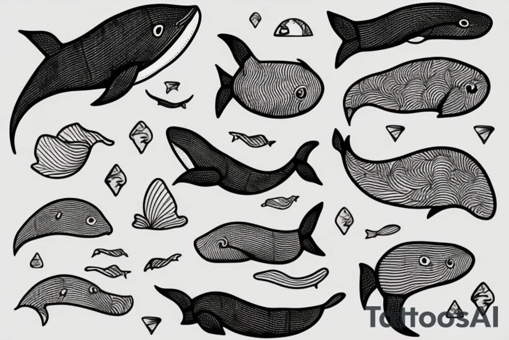 A whale's tail comes out of the ocean tattoo idea