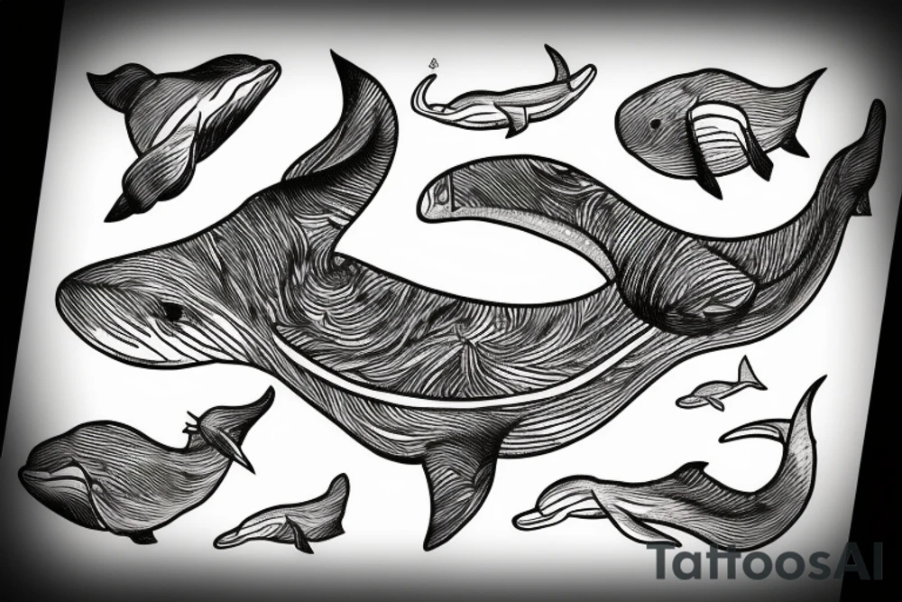 A whale's tail comes out of the ocean tattoo idea