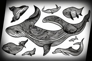 A whale's tail comes out of the ocean tattoo idea