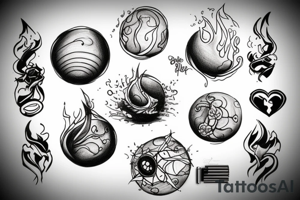 a ball on fire tattoo idea