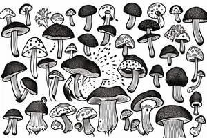 mushroom handpoke tattoo idea