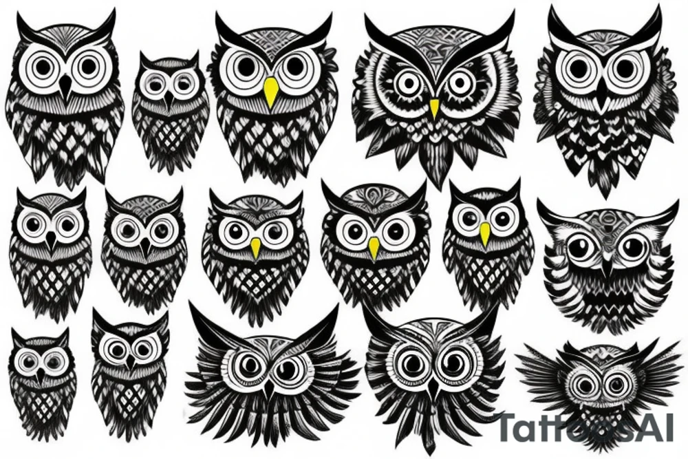 Scary owl tattoo idea