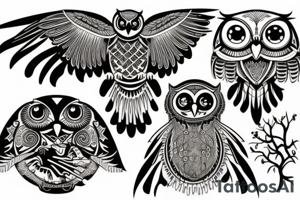 Scary owl tattoo idea