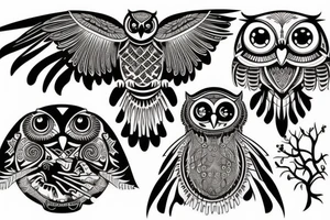 Scary owl tattoo idea