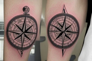 Compass that has the coordinates 40.829864 , -73.817485. Also incorporate a small cardinal somewhere in it that has a little red to make it pop tattoo idea