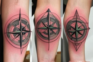 Compass that has the coordinates 40.829864 , -73.817485. Also incorporate a small cardinal somewhere in it that has a little red to make it pop tattoo idea
